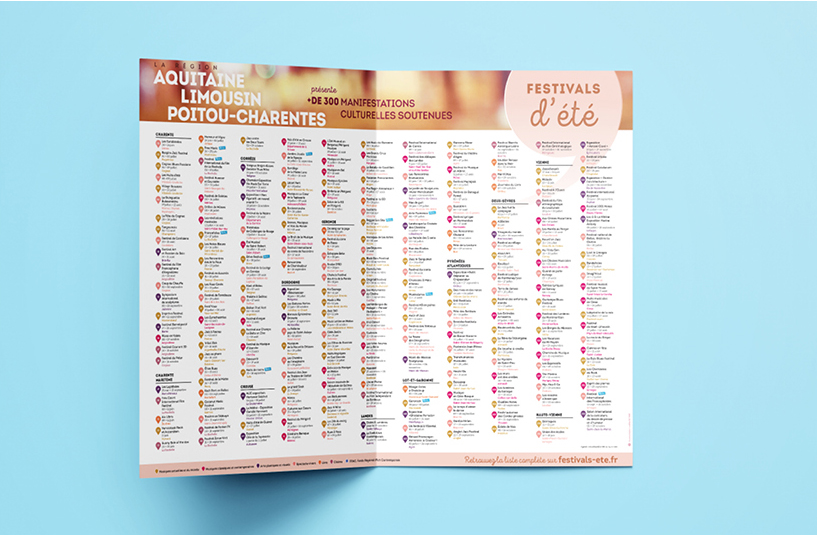 Intérieur du dépliant pour Festivals d'été