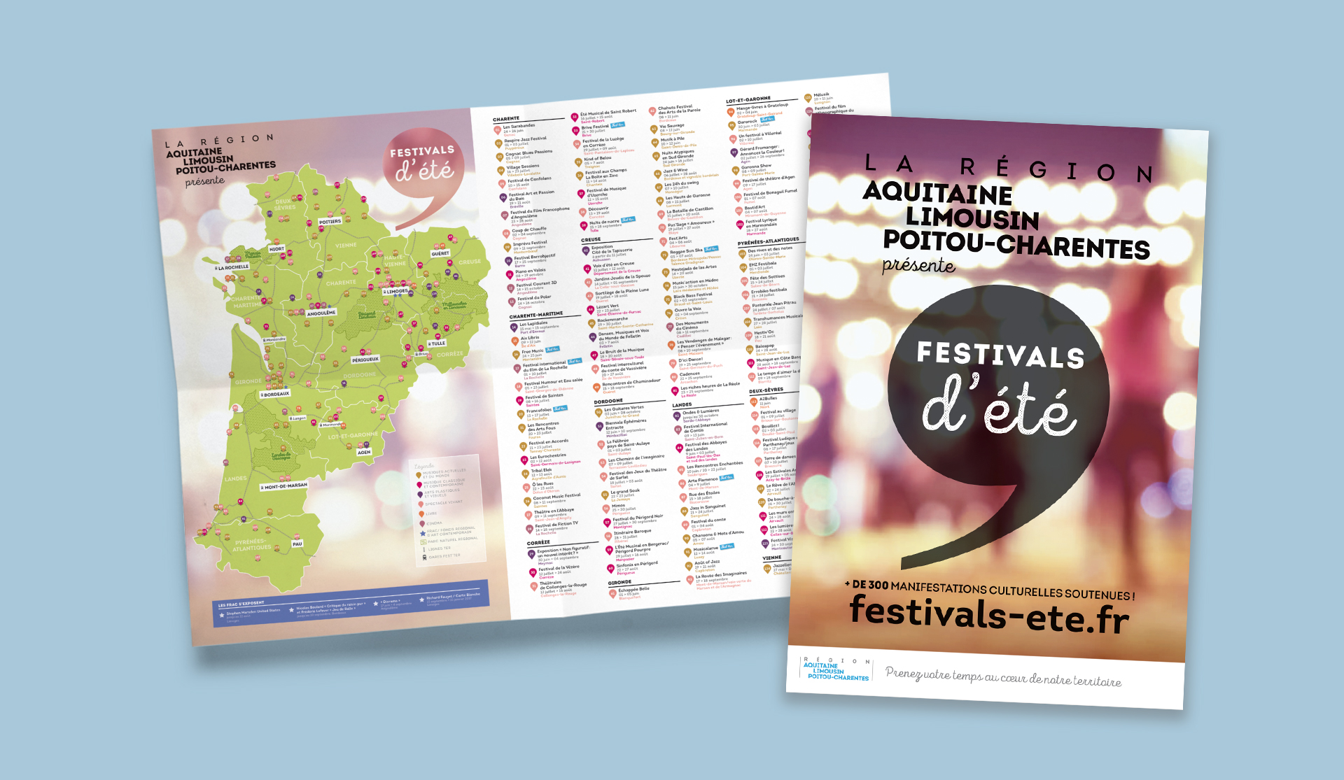 Dépliant du festival d'été en Nouvelle-Aquitaine