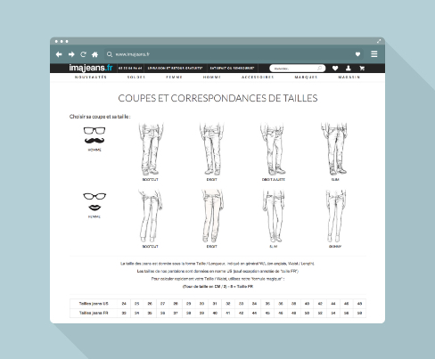 Détail d'une page du site Imajeans