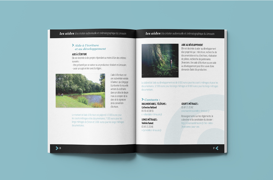 Page intérieure du catalogue des aides du Pôle Cinéma